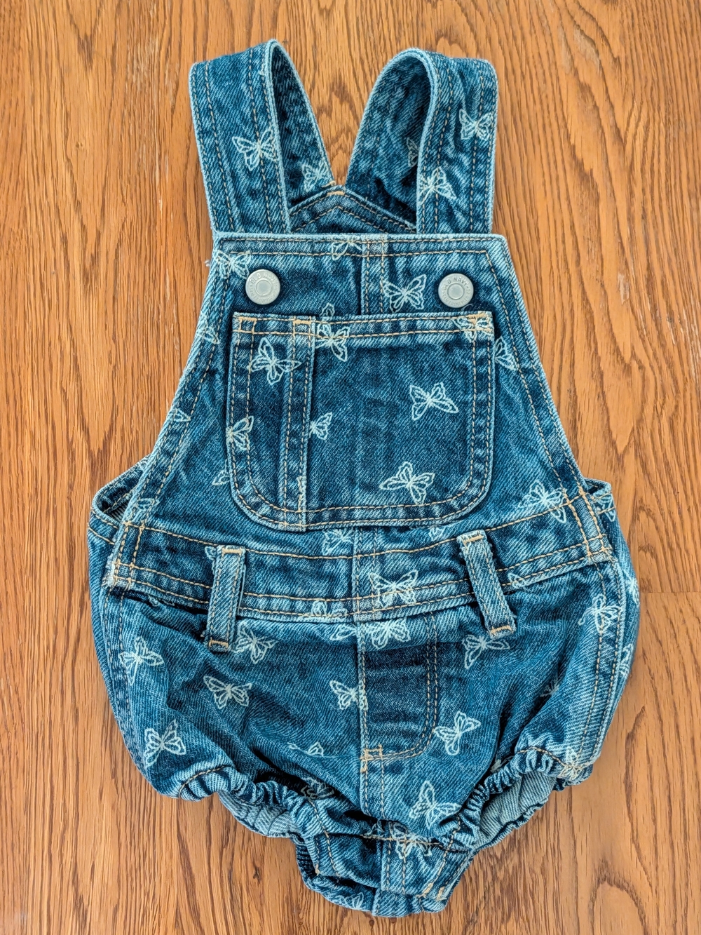 Old Navy Baby Girls Denim Butterfly Jean Shortall Overalls